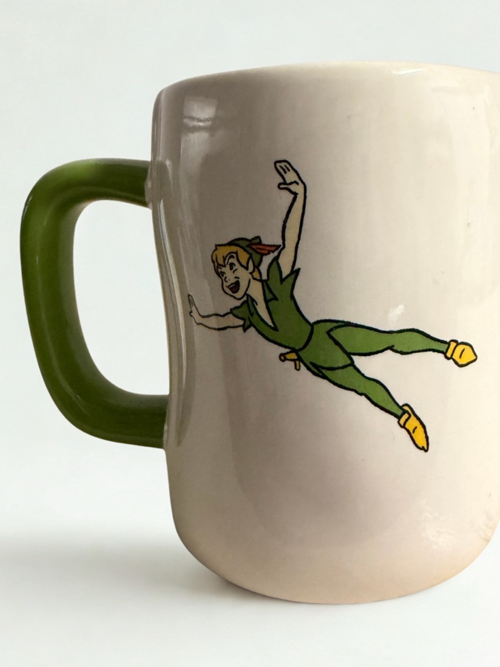 Rae Dunn White Mug with Green Handle - PETER PAN - Picture 2 of 3